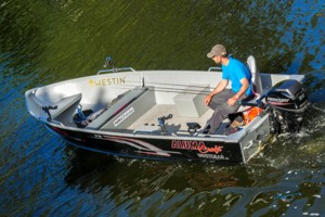 Bootvermietung: Groes 5,1m Aluminium Boot mit 20 PS und Echolot fr Angler in Schweden an den Seen Bunn und Ören.